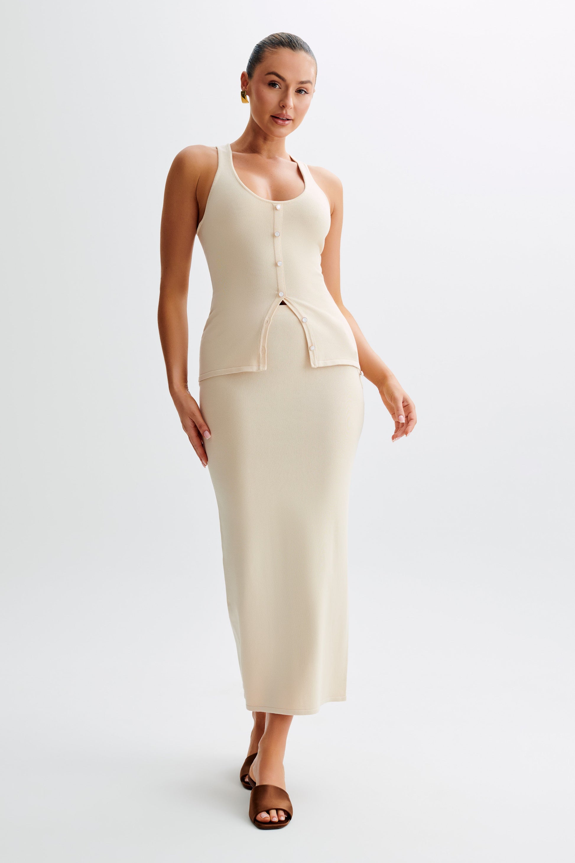 Maisie Buttoned Knit Maxi Skirt - Cream #6