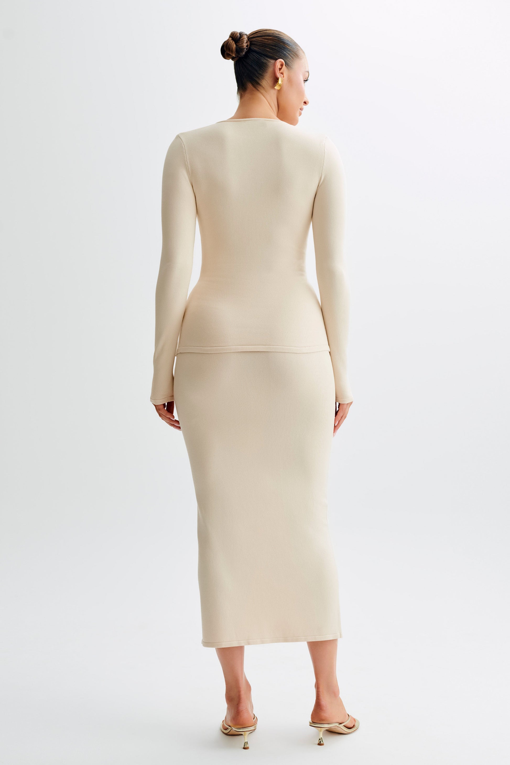 Maisie Buttoned Knit Maxi Skirt - Cream #5