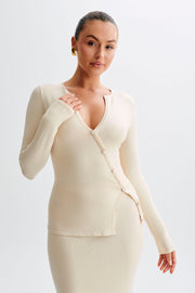 Maisie Asymmetrical Knit Top - Cream