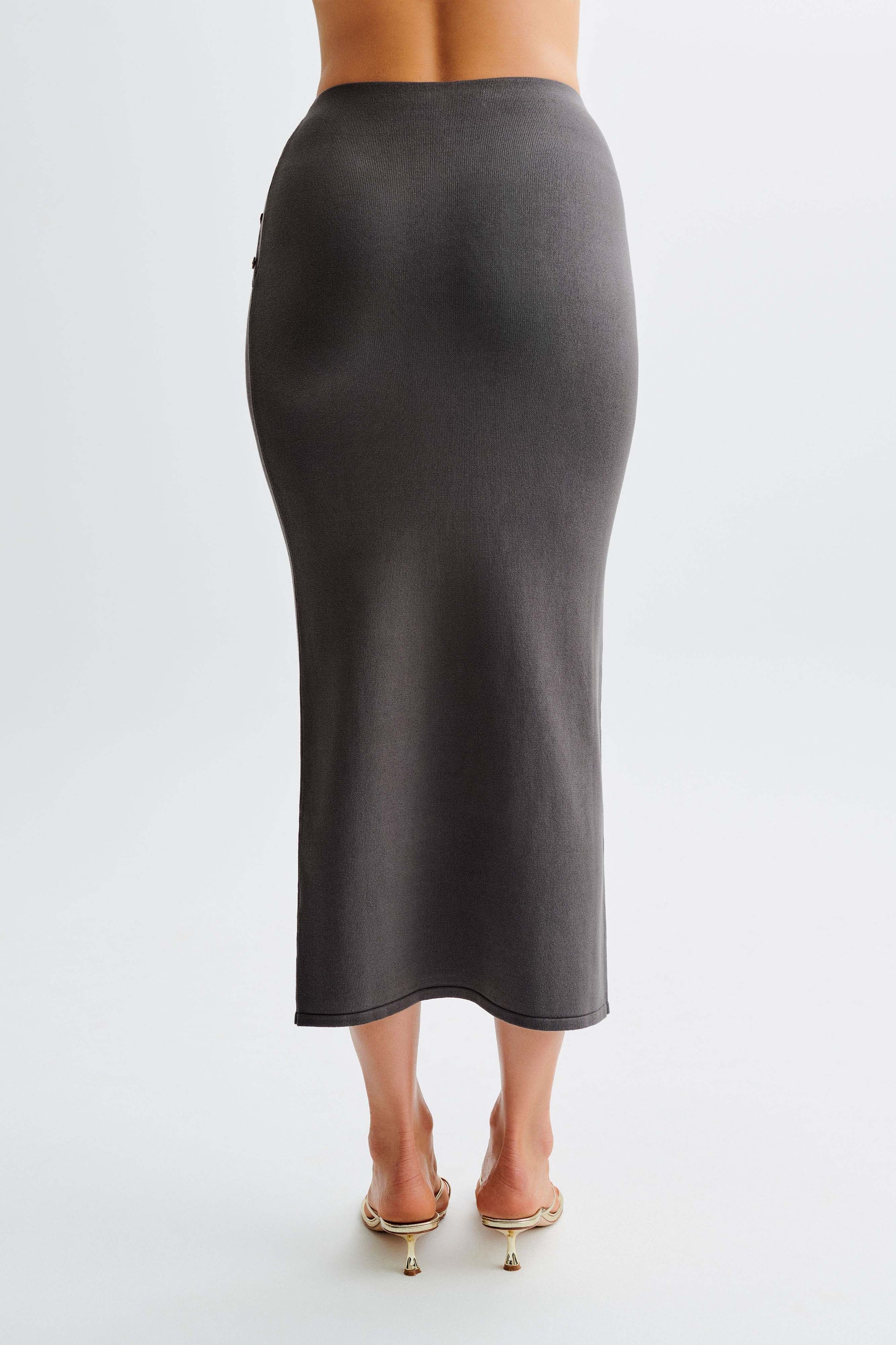 Maisie Buttoned Knit Maxi Skirt - Dark Charcoal #4