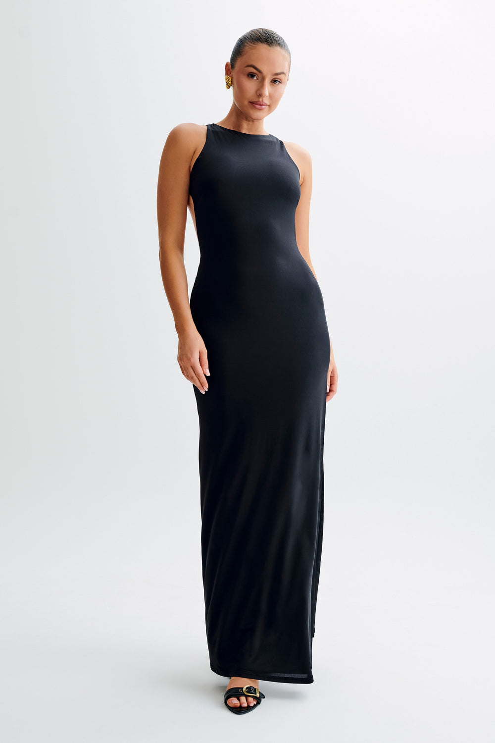 Louise Slinky Backless Maxi Dress - Black