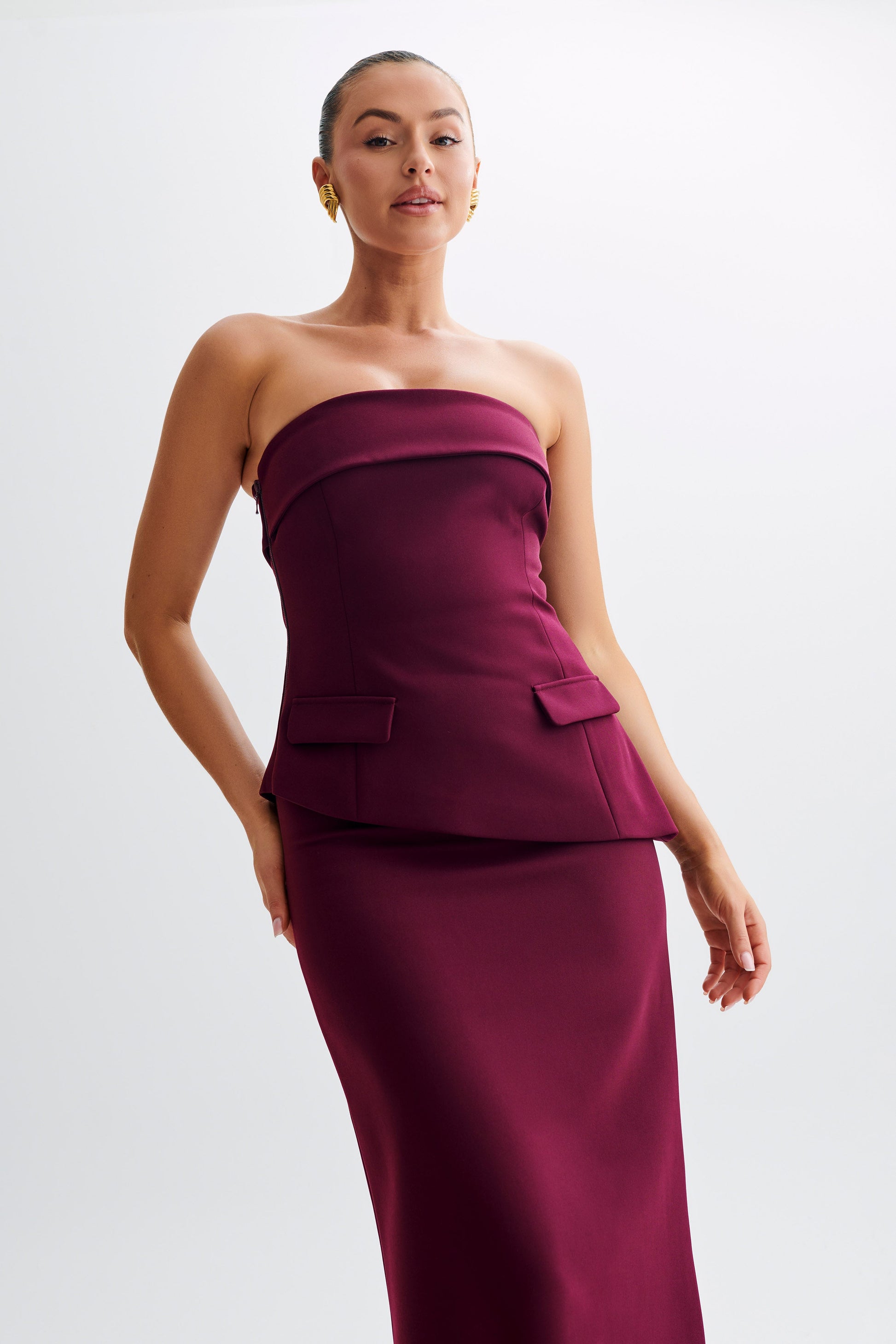 Micah Suiting Strapless Top - Plum #8