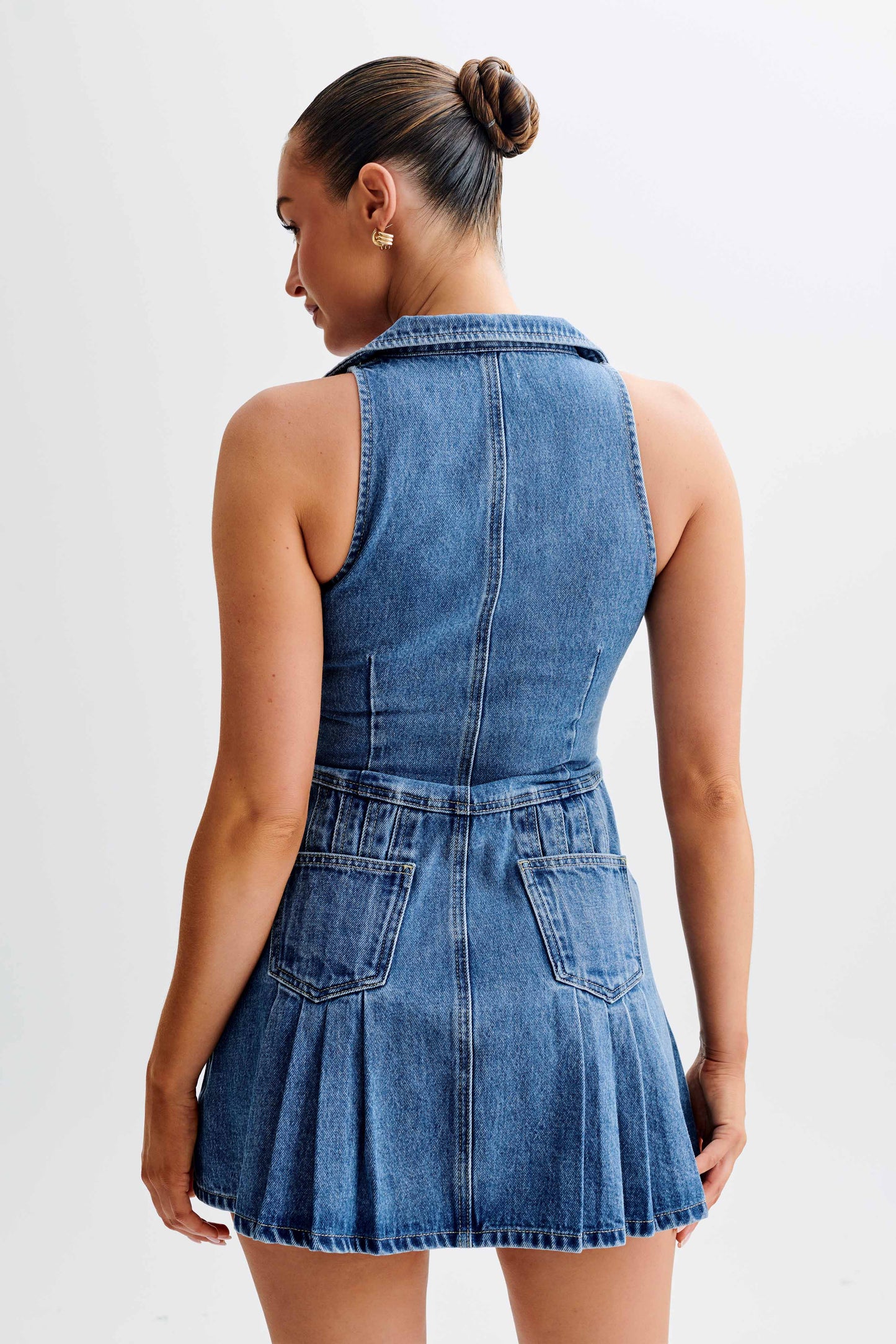 Porter Collared Denim Mini Dress - 70'S Blue