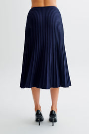 Jolene Rib Knit Midi Skirt - Navy