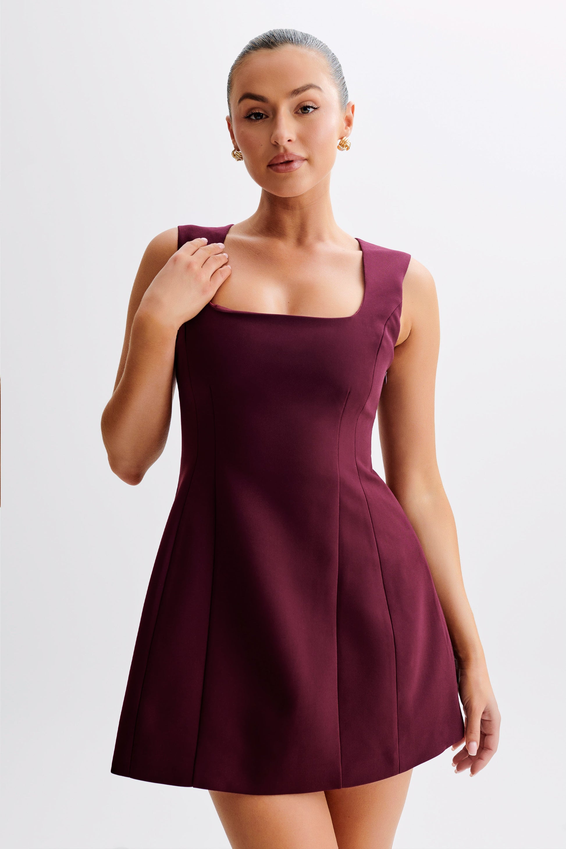 Lysandre Crepe Mini Dress - Plum #2