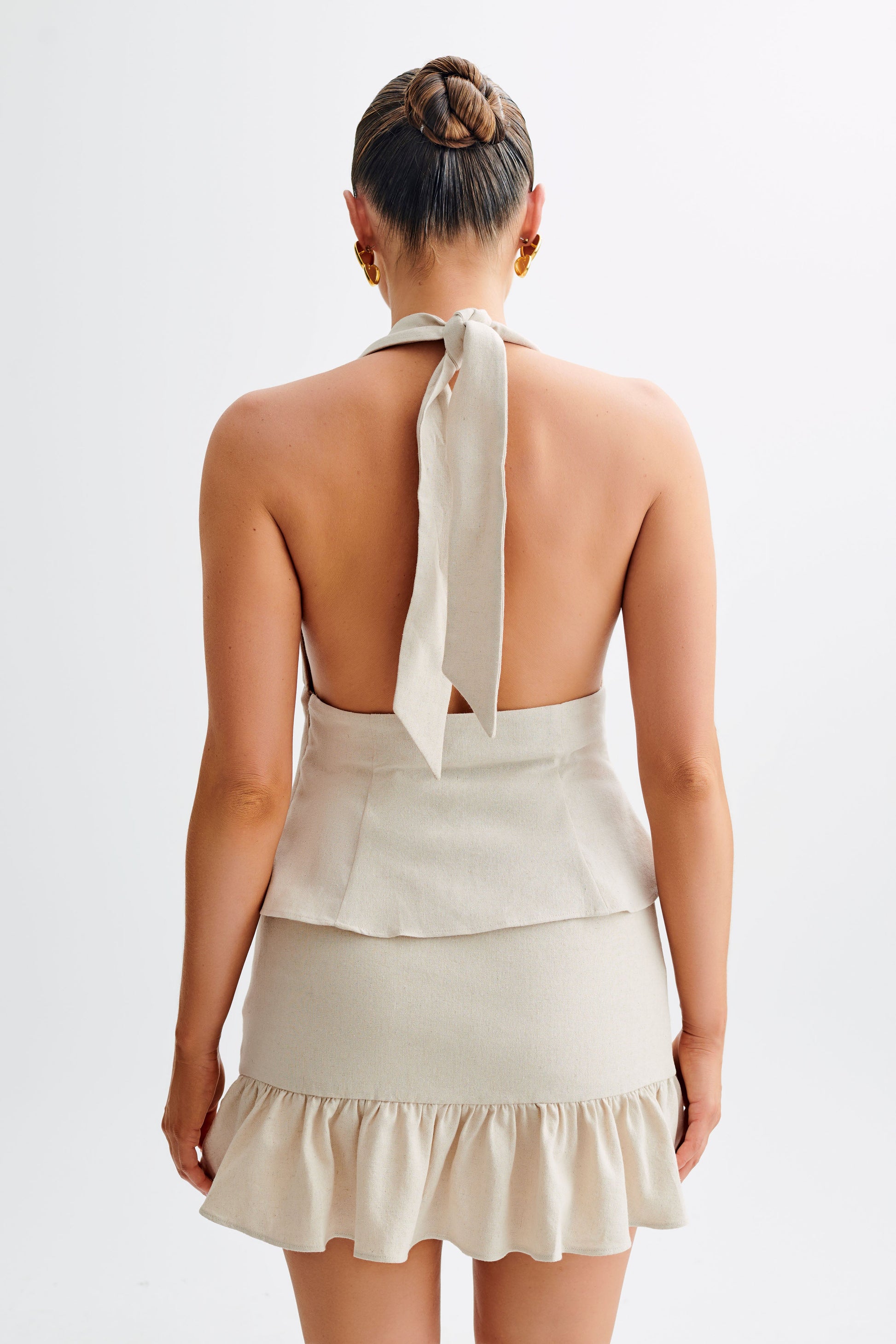 Delfina Linen Halter Top - Natural #4
