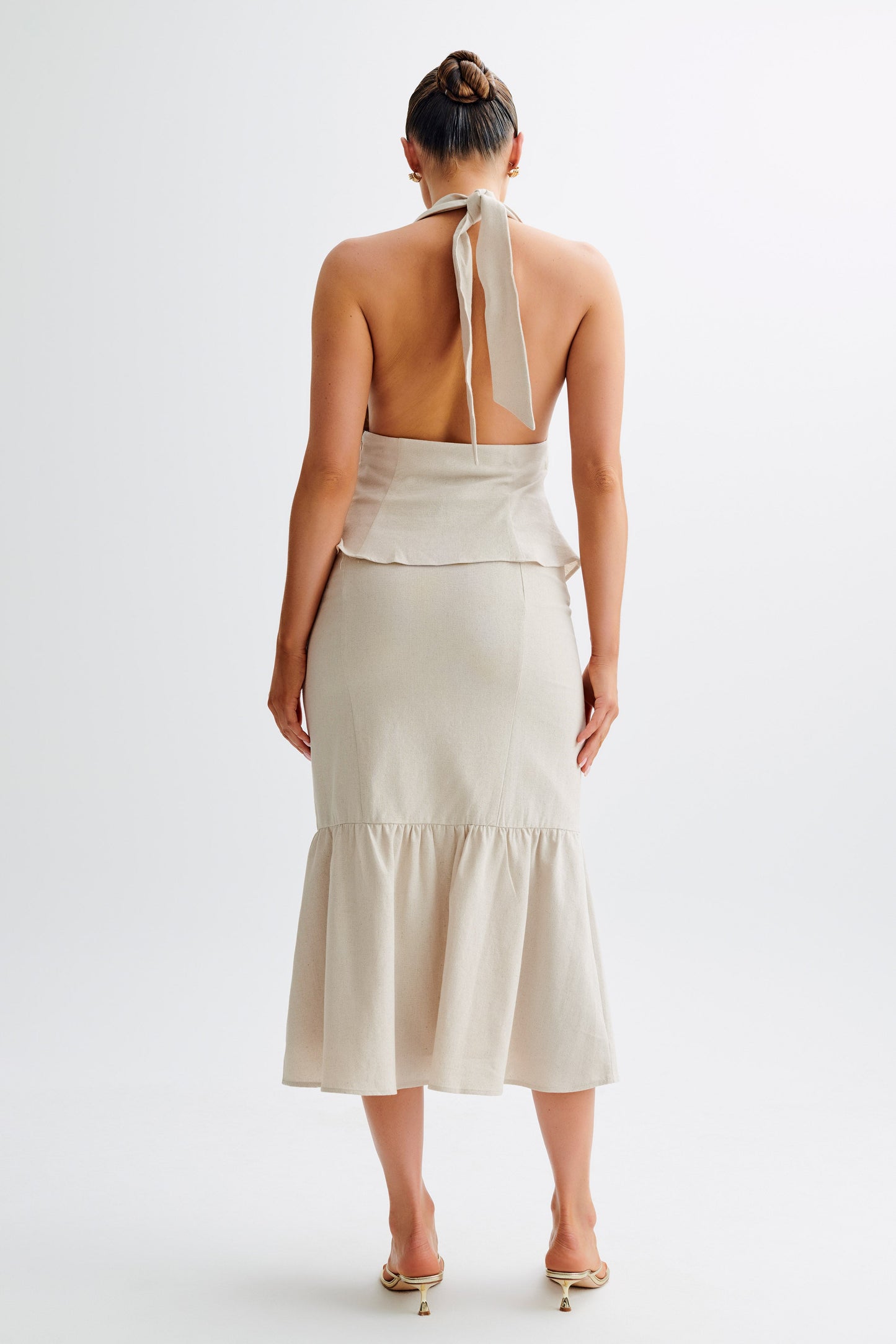 Delfina Linen Halter Top - Natural