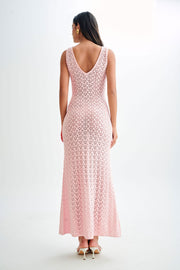 Carter Crochet Sleeveless Maxi Dress - Powder Pink