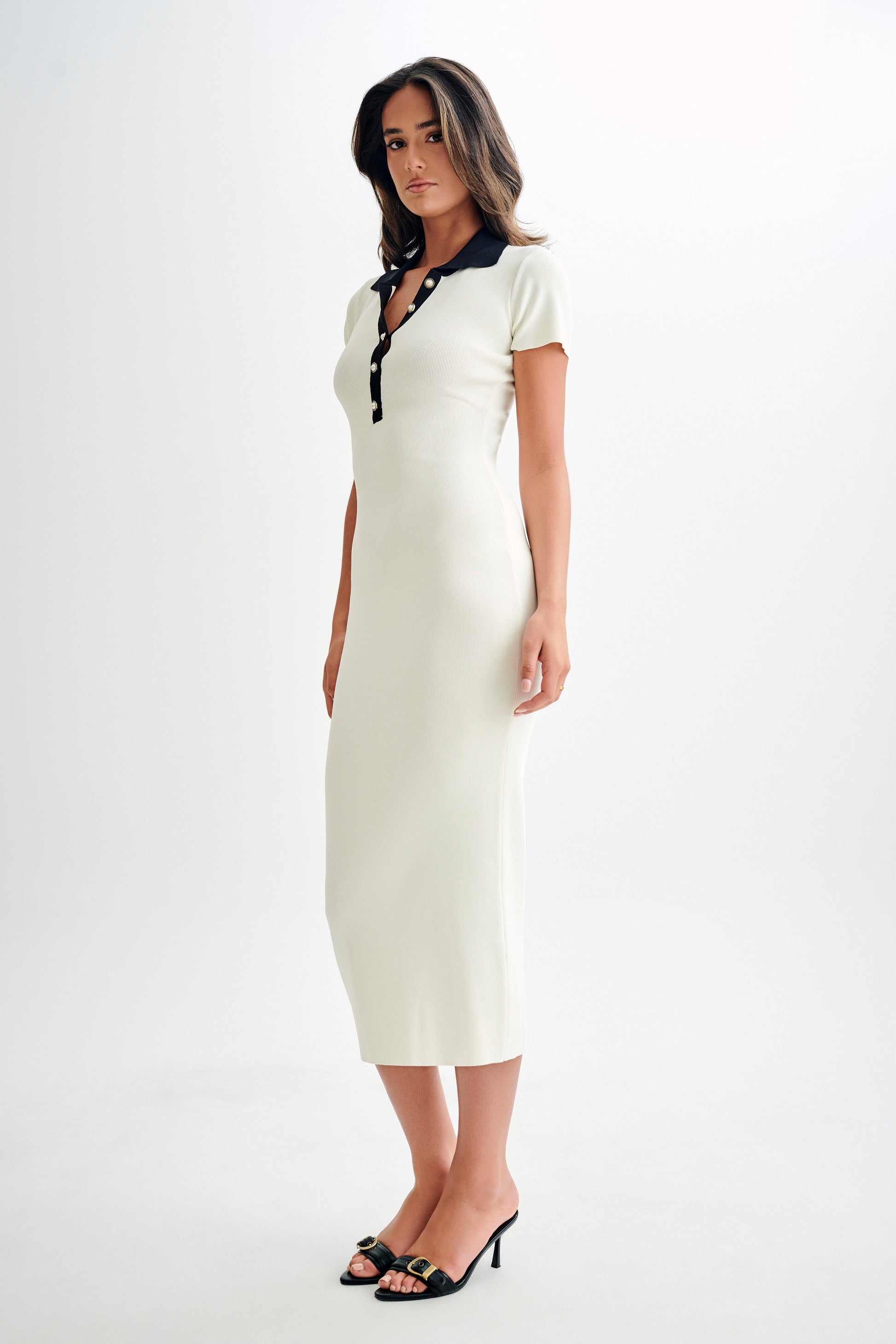 Jessamine Collared Contrast Maxi Dress - Ivory #4