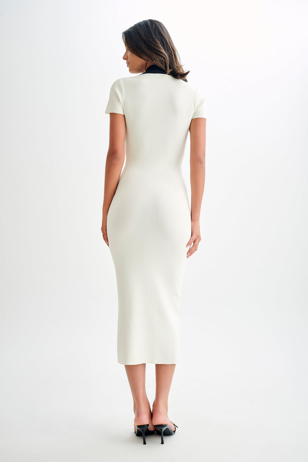 Jessamine Collared Contrast Maxi Dress - Ivory
