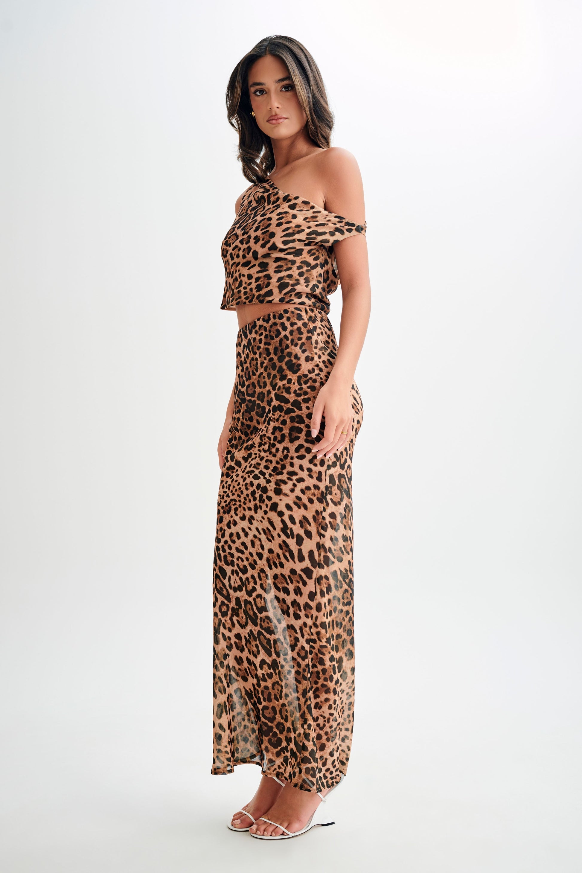 Yvonne Chiffon Off Shoulder Top - Leopard Print #7