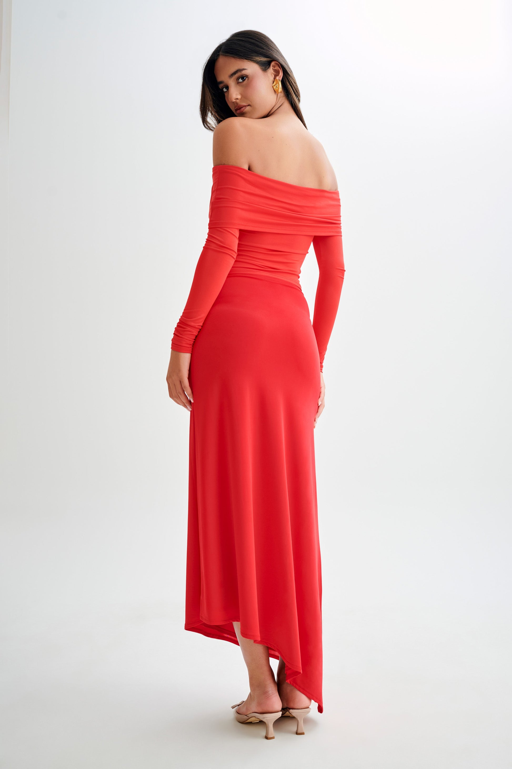 Prue Ruched Off Shoulder Long Sleeve Top - Pomegranate #5