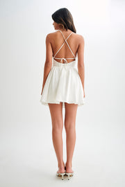 Muriel Cotton Mini Dress With Crochet - White