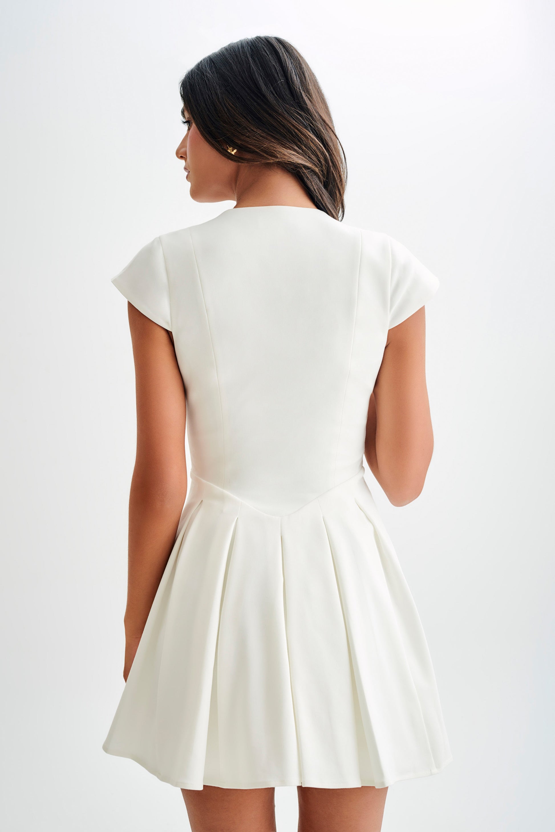 Keely Cotton Cap Sleeve Mini Dress - White #2
