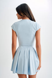 Keely Cotton Cap Sleeve Mini Dress - Sky Blue