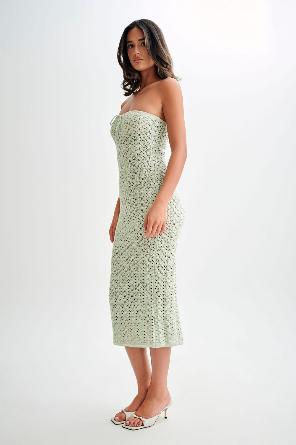 Delia Strapless Knit Midi Dress - Pastel Green