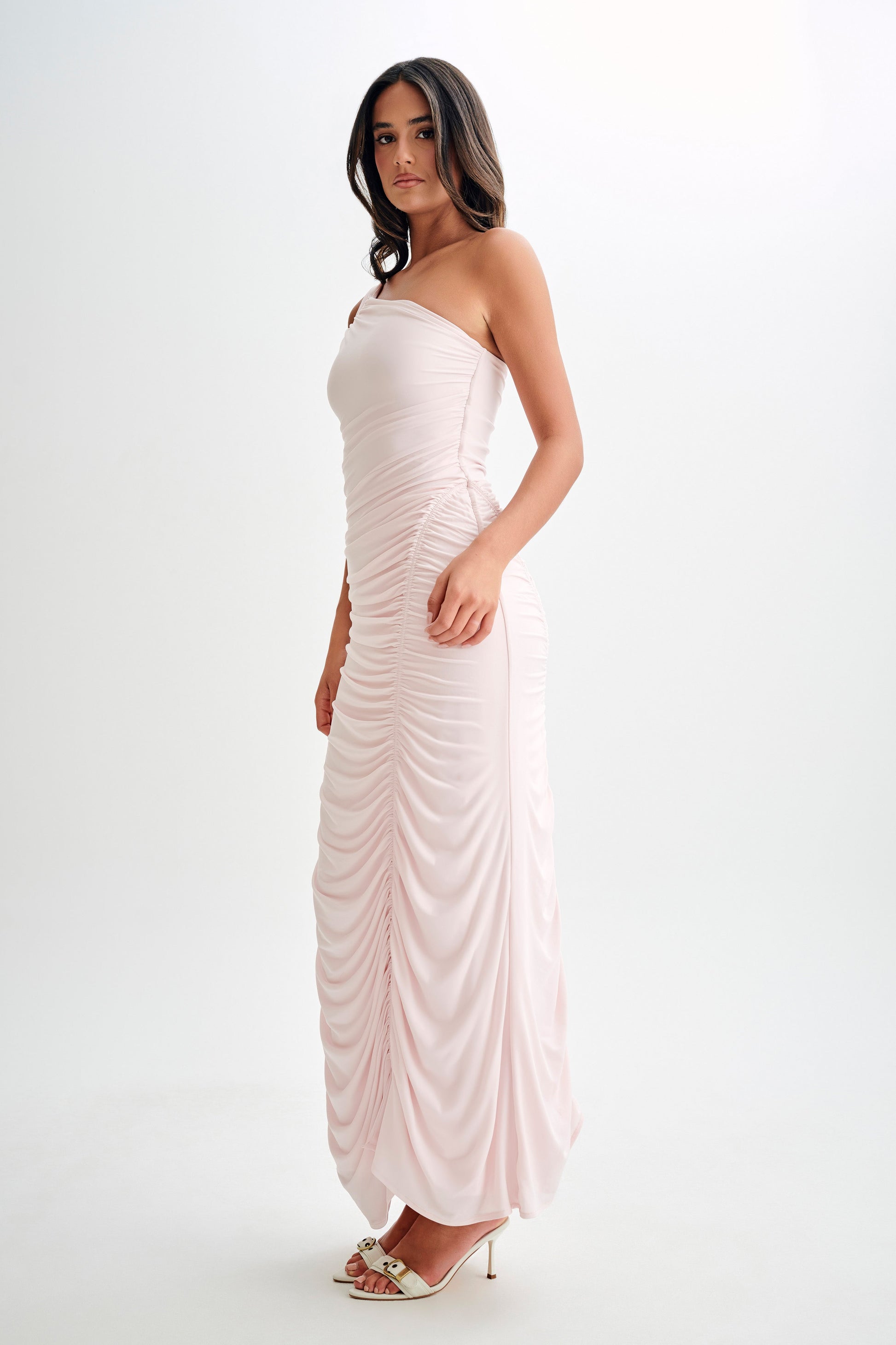 Capri Gathered Slinky Maxi Dress - Powder Pink #5
