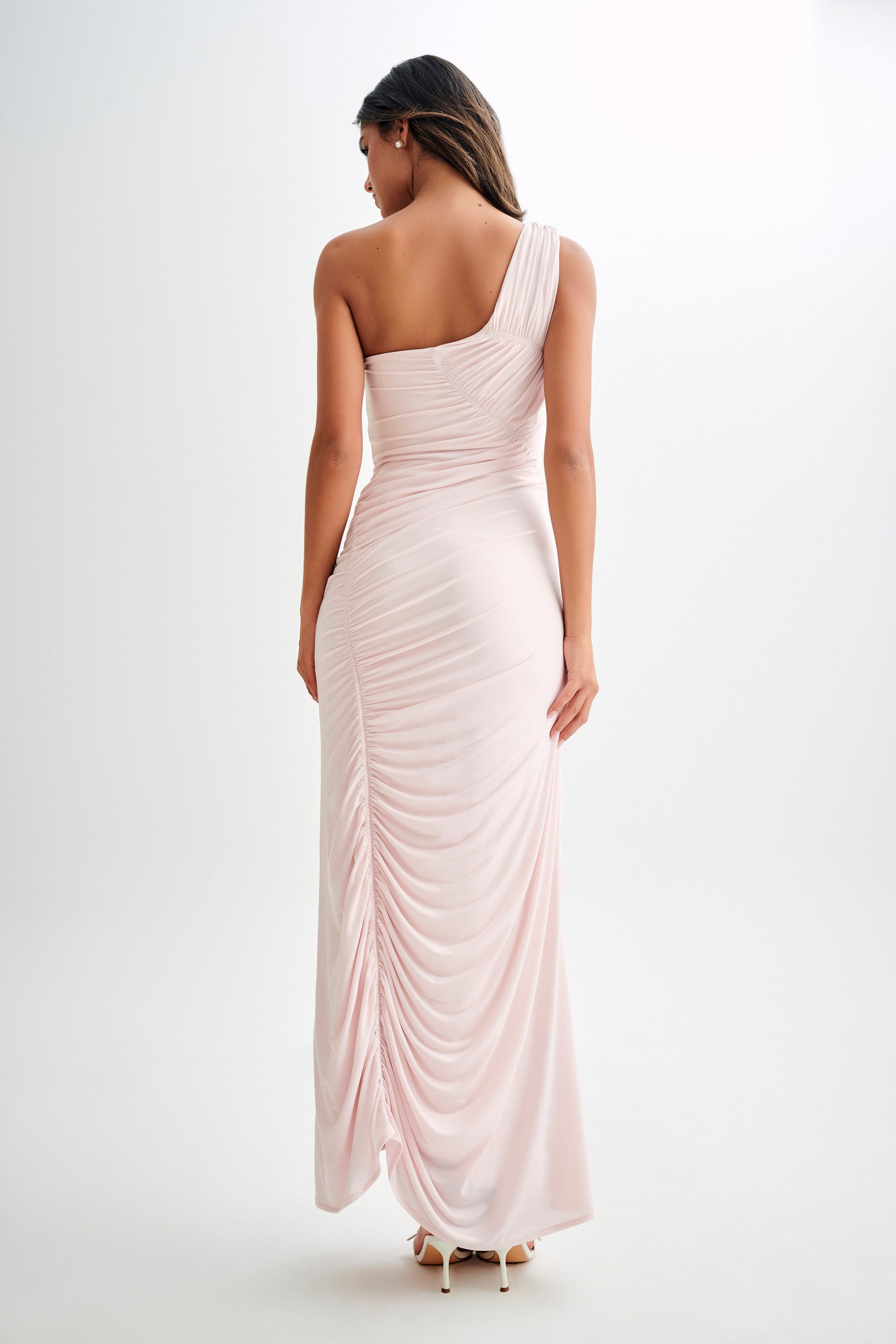 Capri Gathered Slinky Maxi Dress - Powder Pink #2