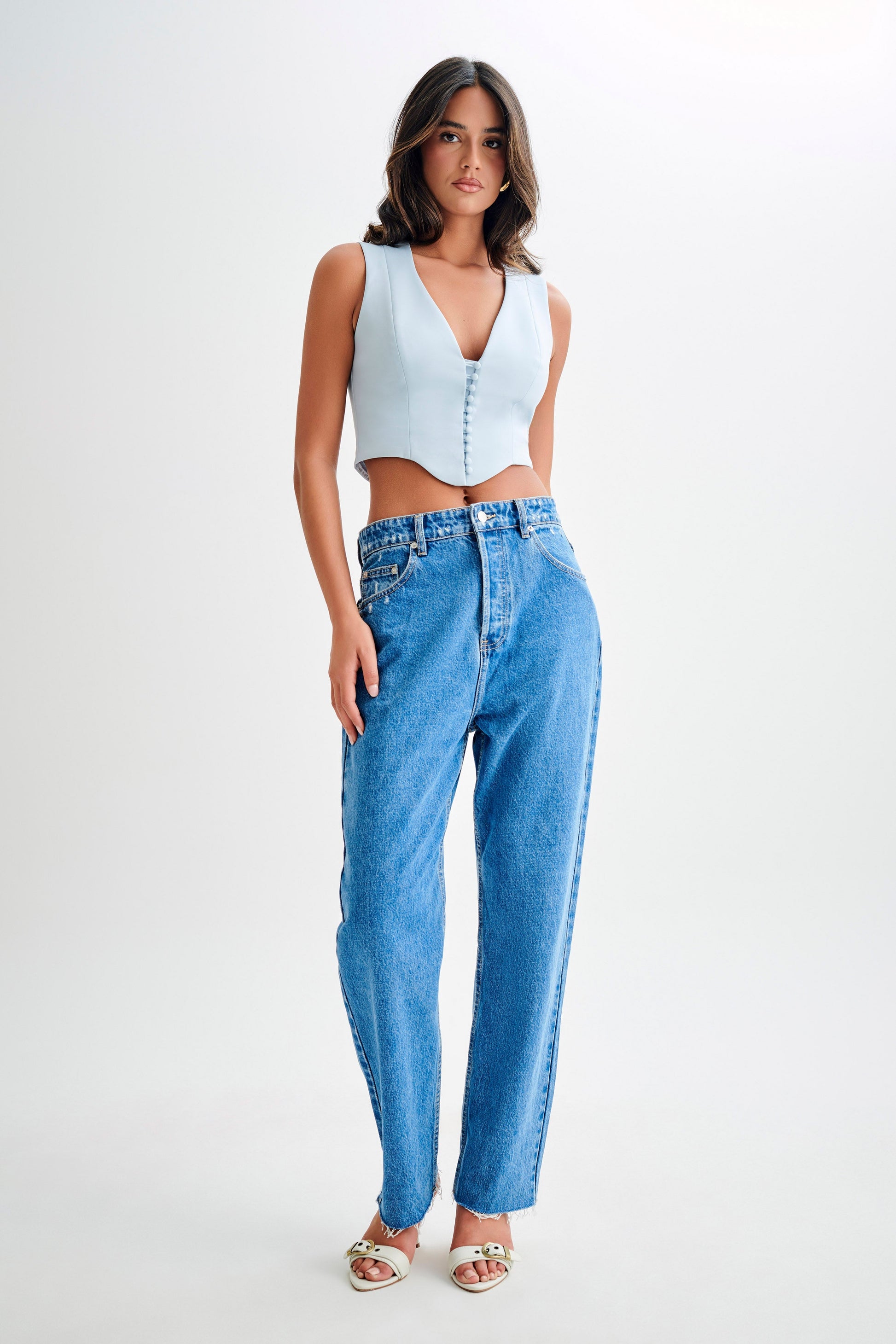 Keely Cotton Sleeveless Top - Sky Blue #7