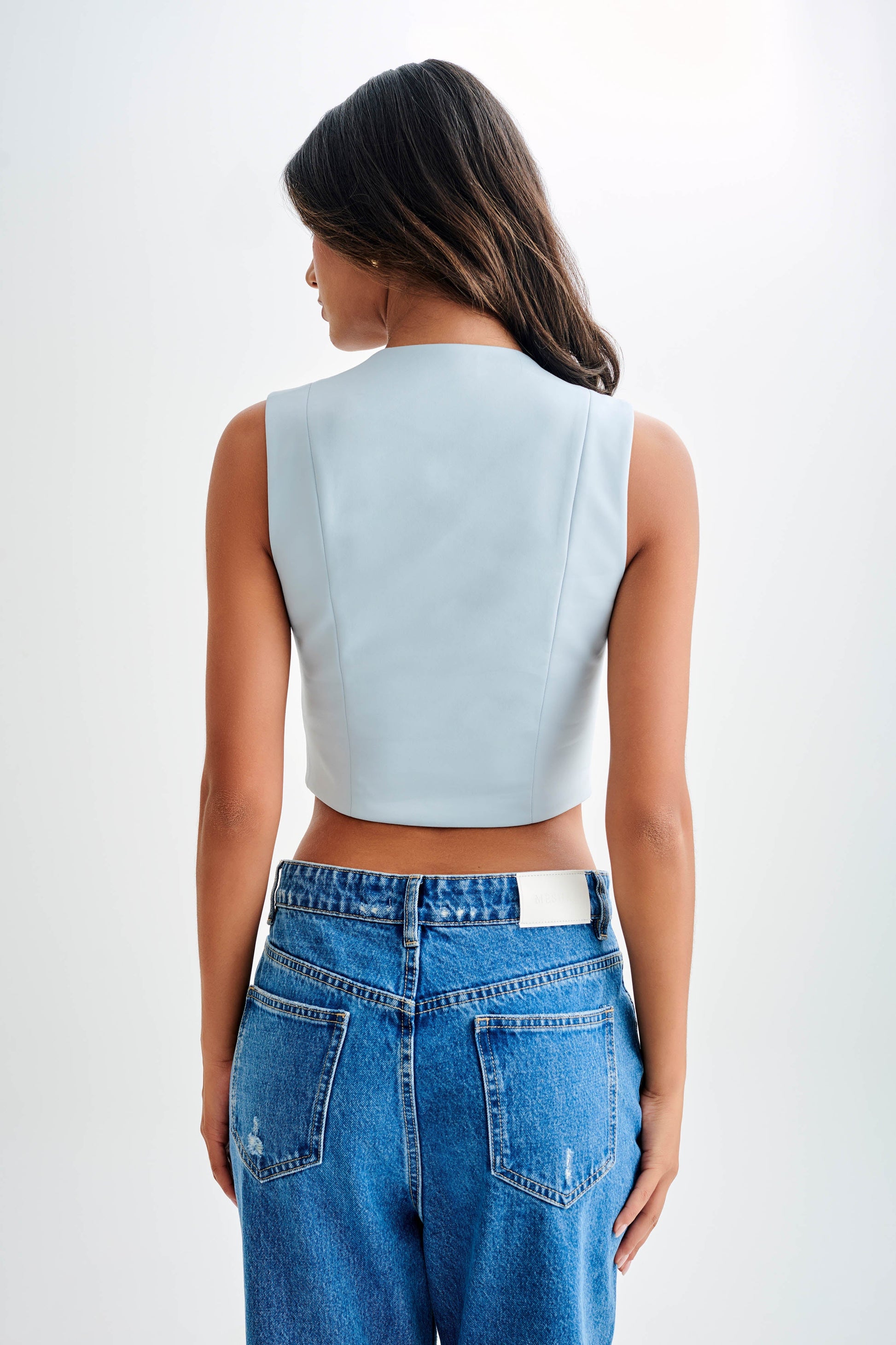 Keely Cotton Sleeveless Top - Sky Blue #2