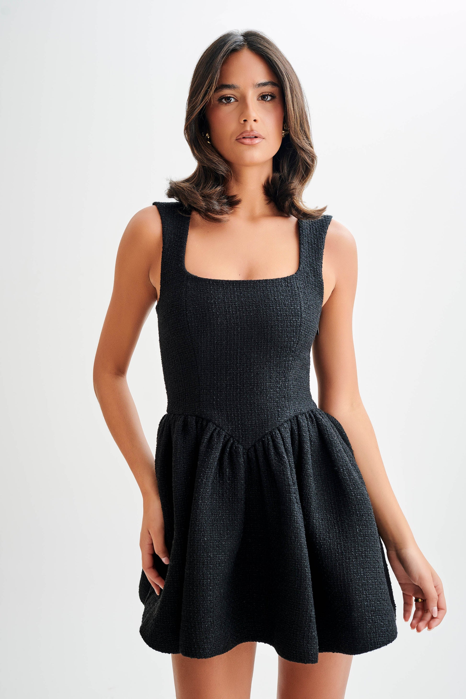 Jennifer Boucle Mini Dress - Black