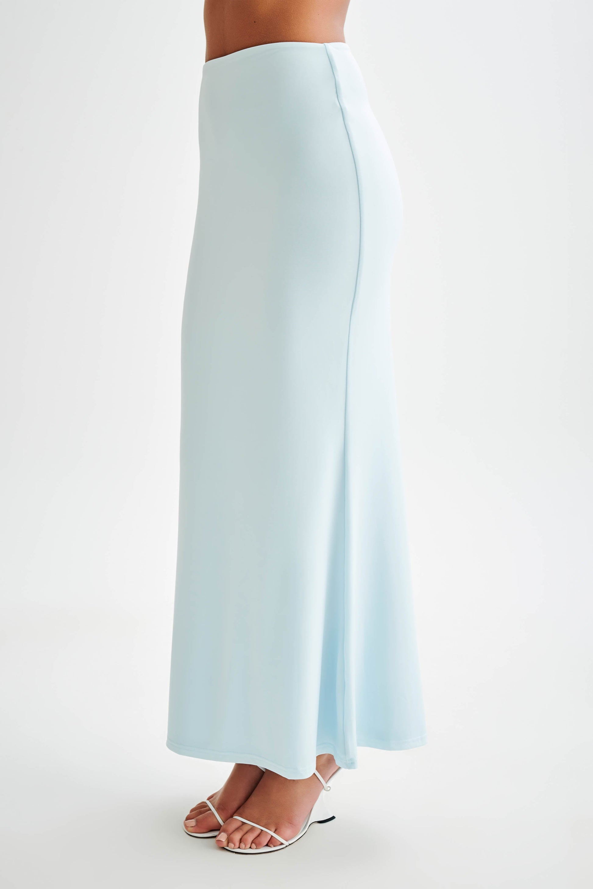 Bruna Slinky Fishtail Maxi Skirt - Sky Blue #10