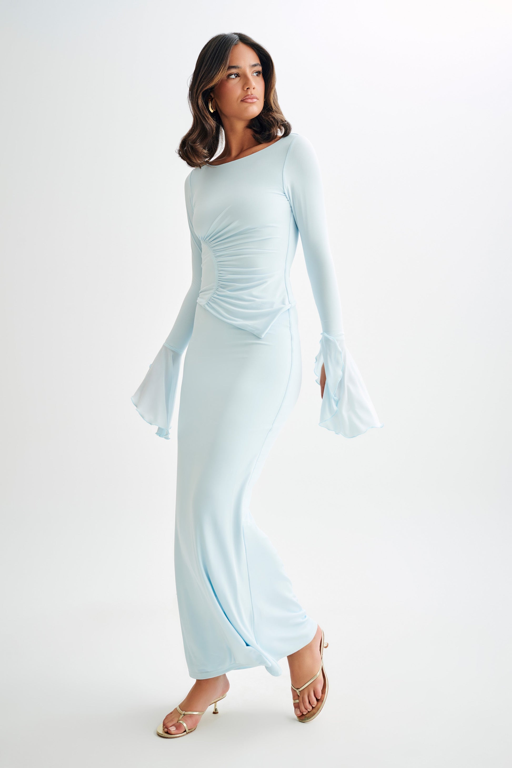 Stevie Bell Sleeve Slinky Top - Sky Blue #4