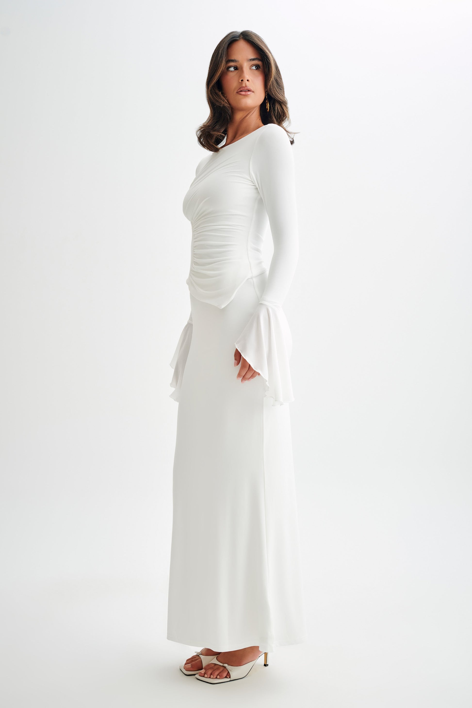 Bruna Slinky Fishtail Maxi Skirt - White #5