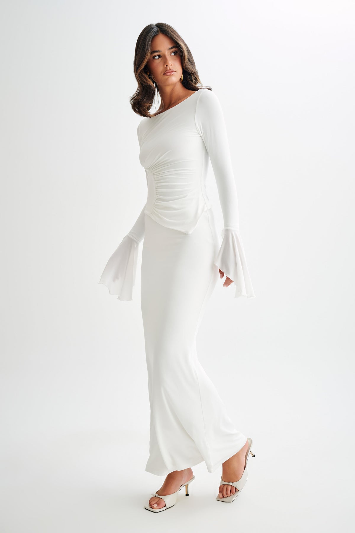 Stevie Bell Sleeve Slinky Top - White #5