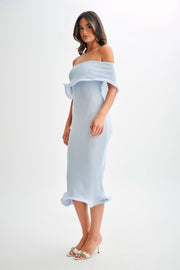 Molly Off Shoulder Knit Midi Dress - Sky Blue