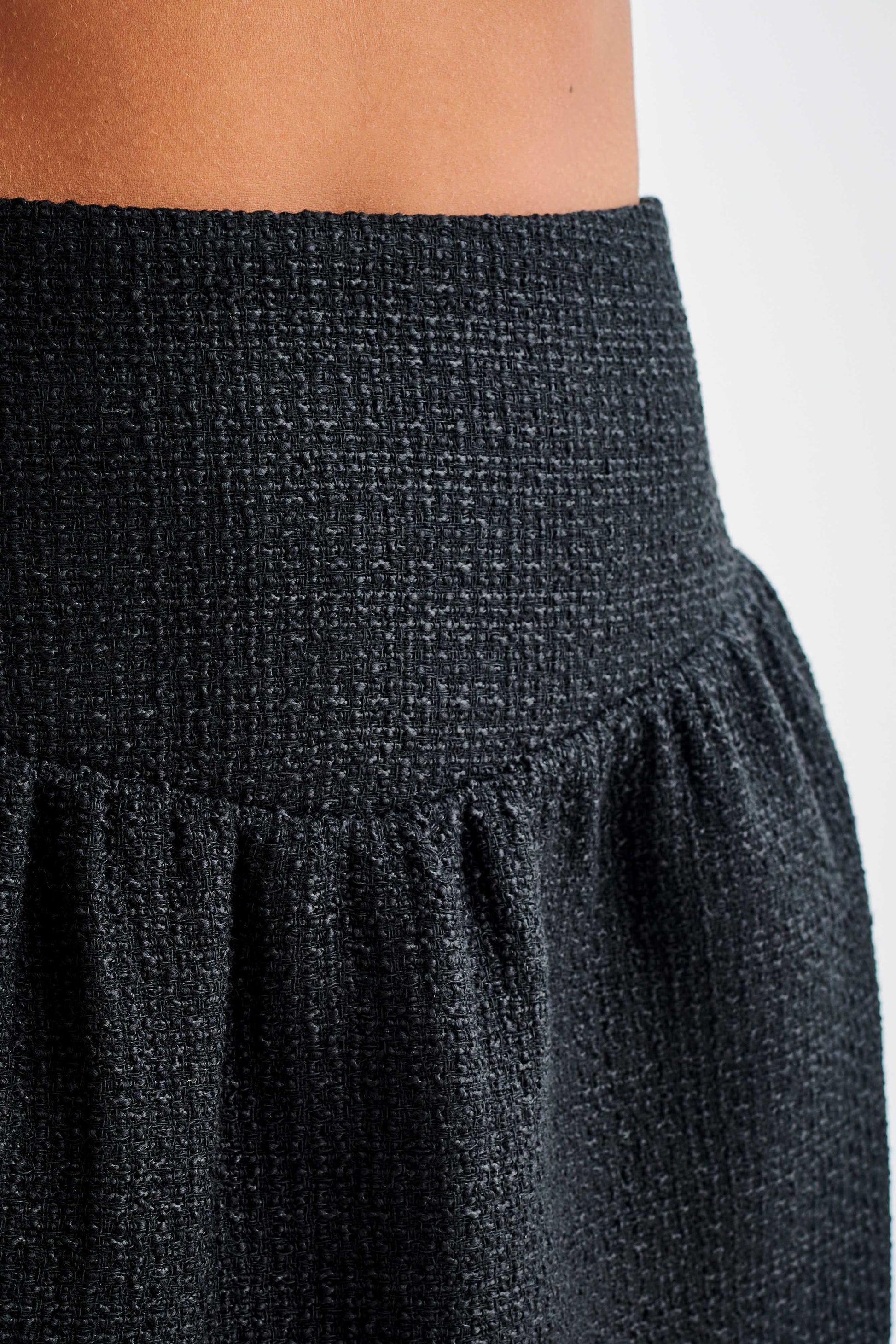 Cyrus Gathered Boucle Mini Skirt - Black #3