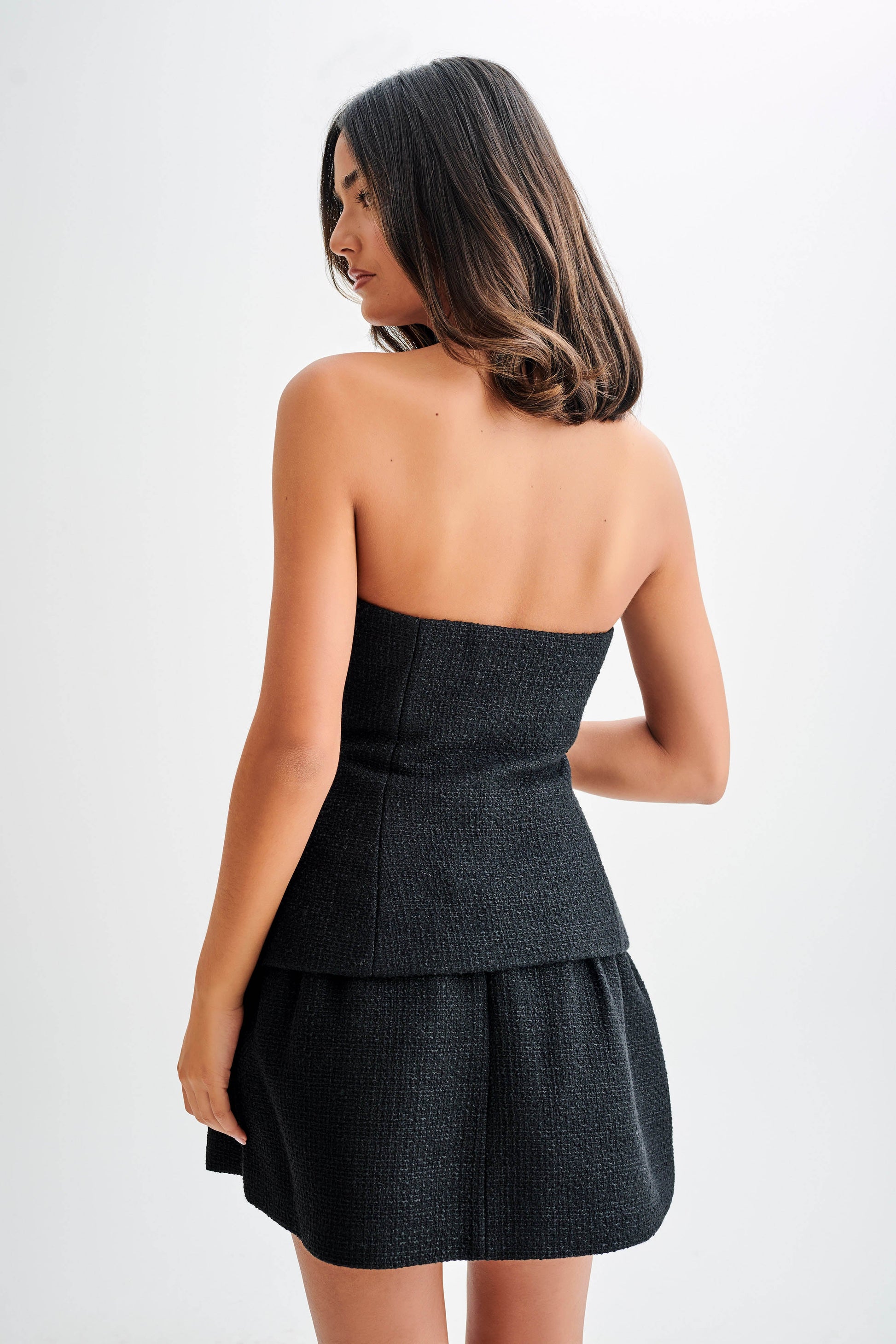 Cyrus Strapless Boucle Top - Black #2