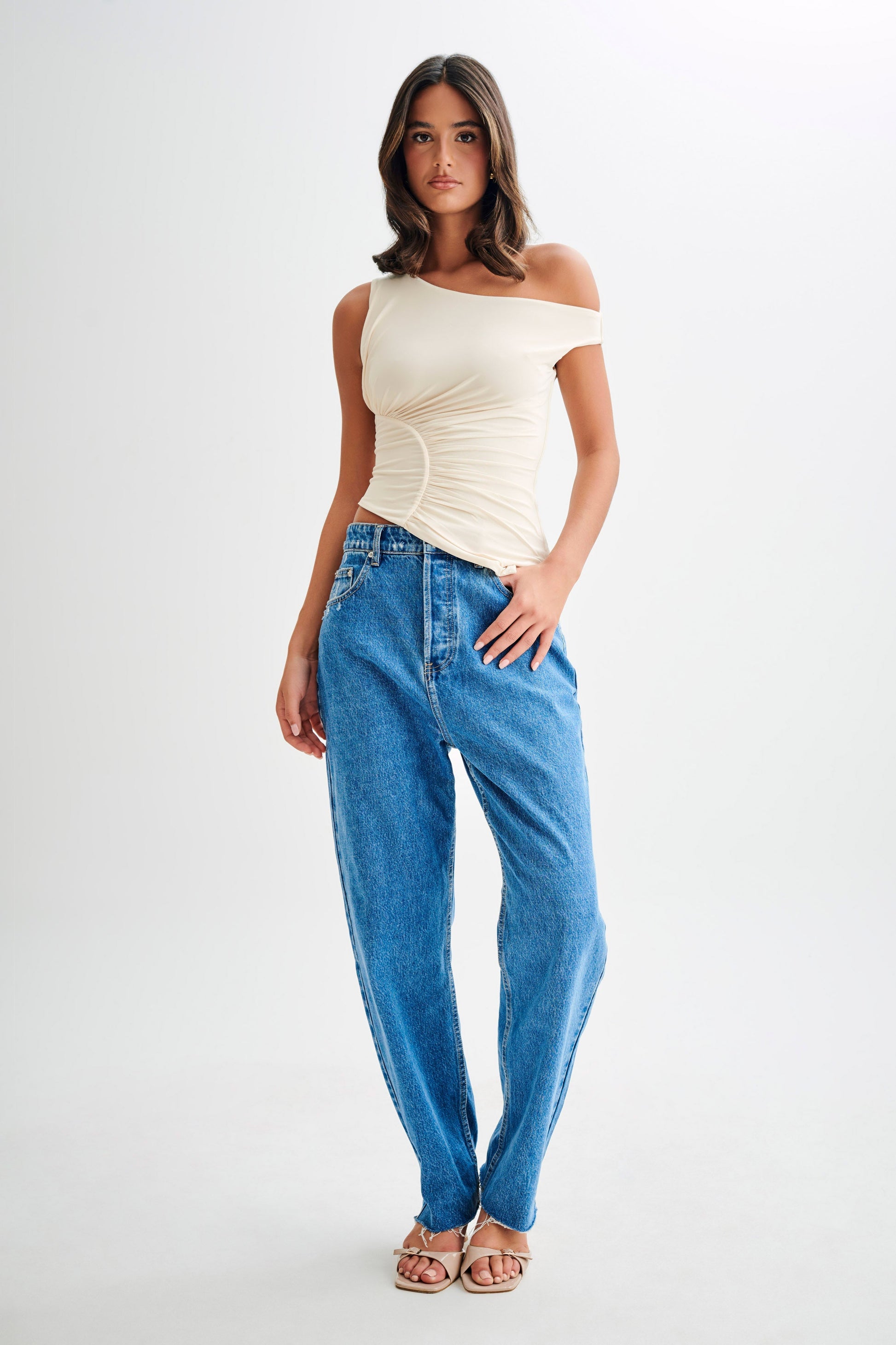 Irving Off Shoulder Slinky Top - Ivory #4