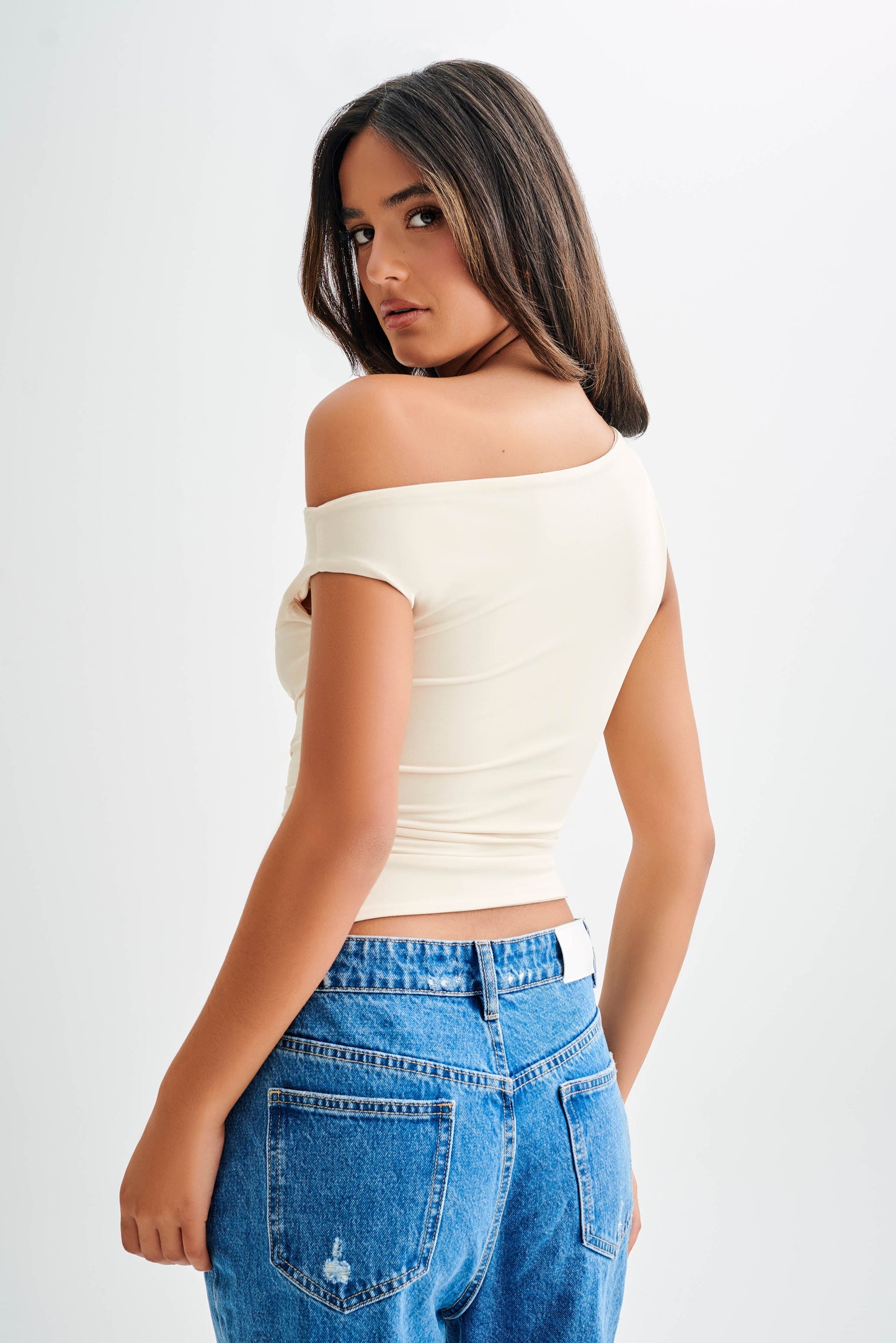 Irving Off Shoulder Slinky Top - Ivory