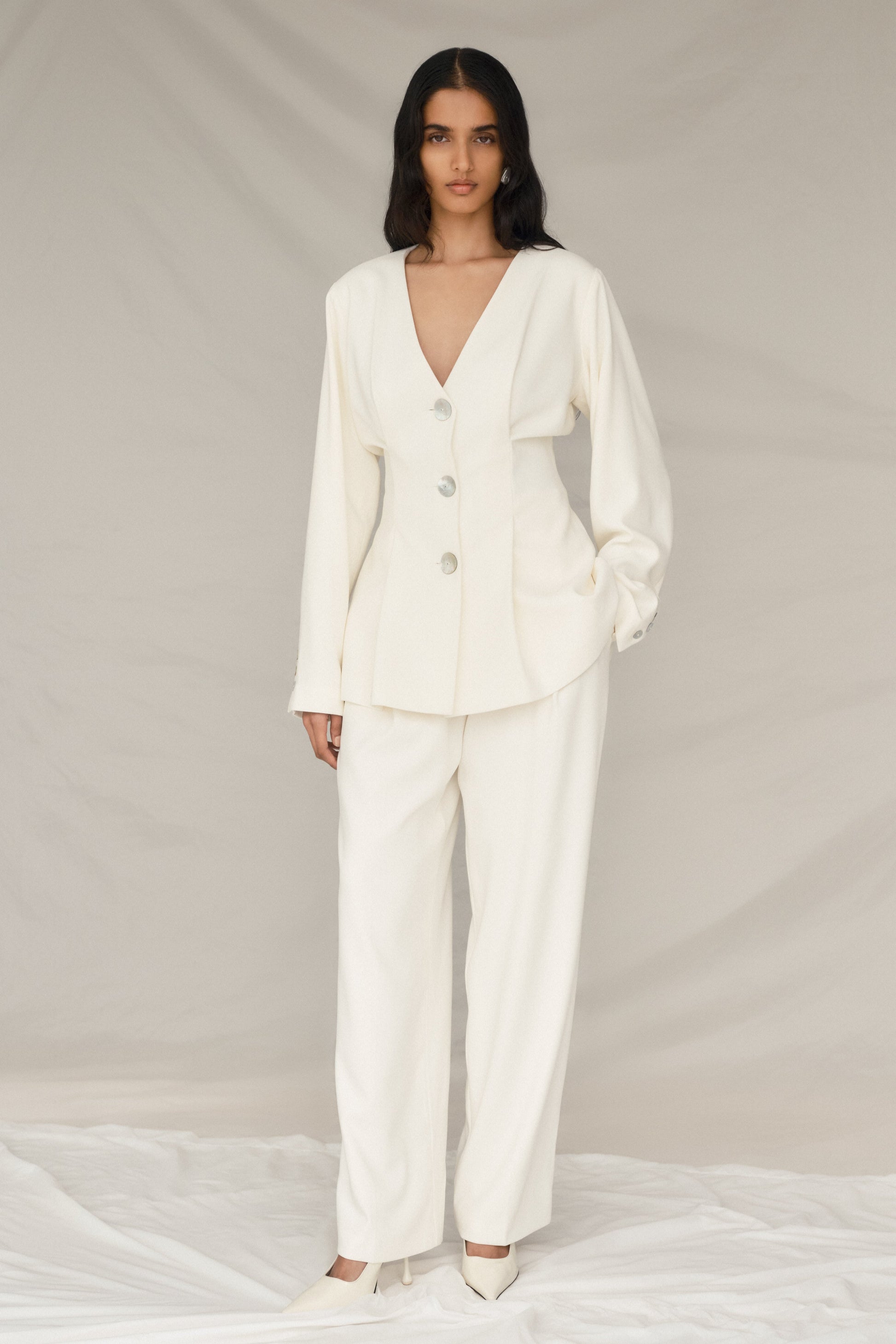 Kendall Balloon Sleeve Jacket - Ivory #3