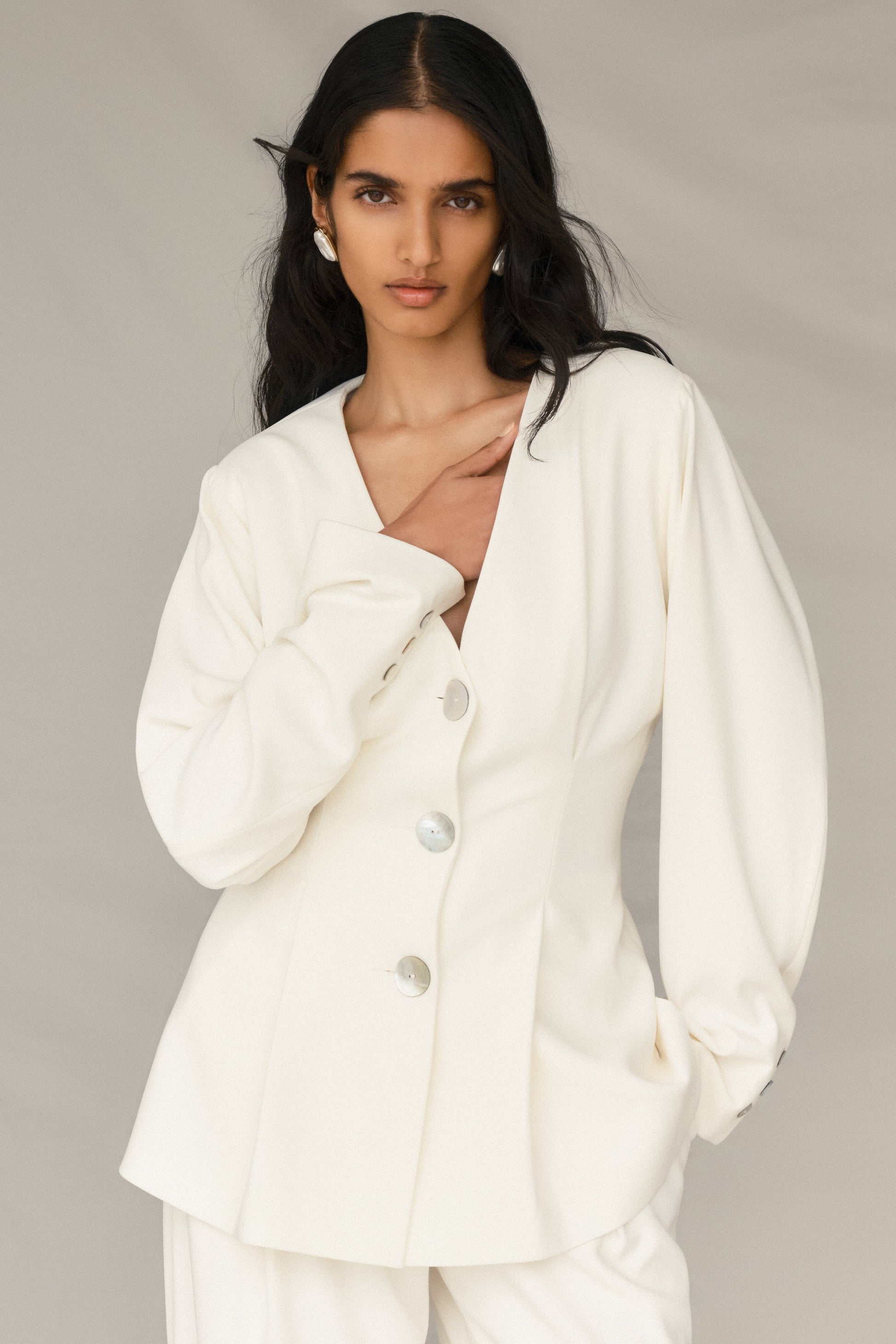Kendall Balloon Sleeve Jacket - Ivory #2