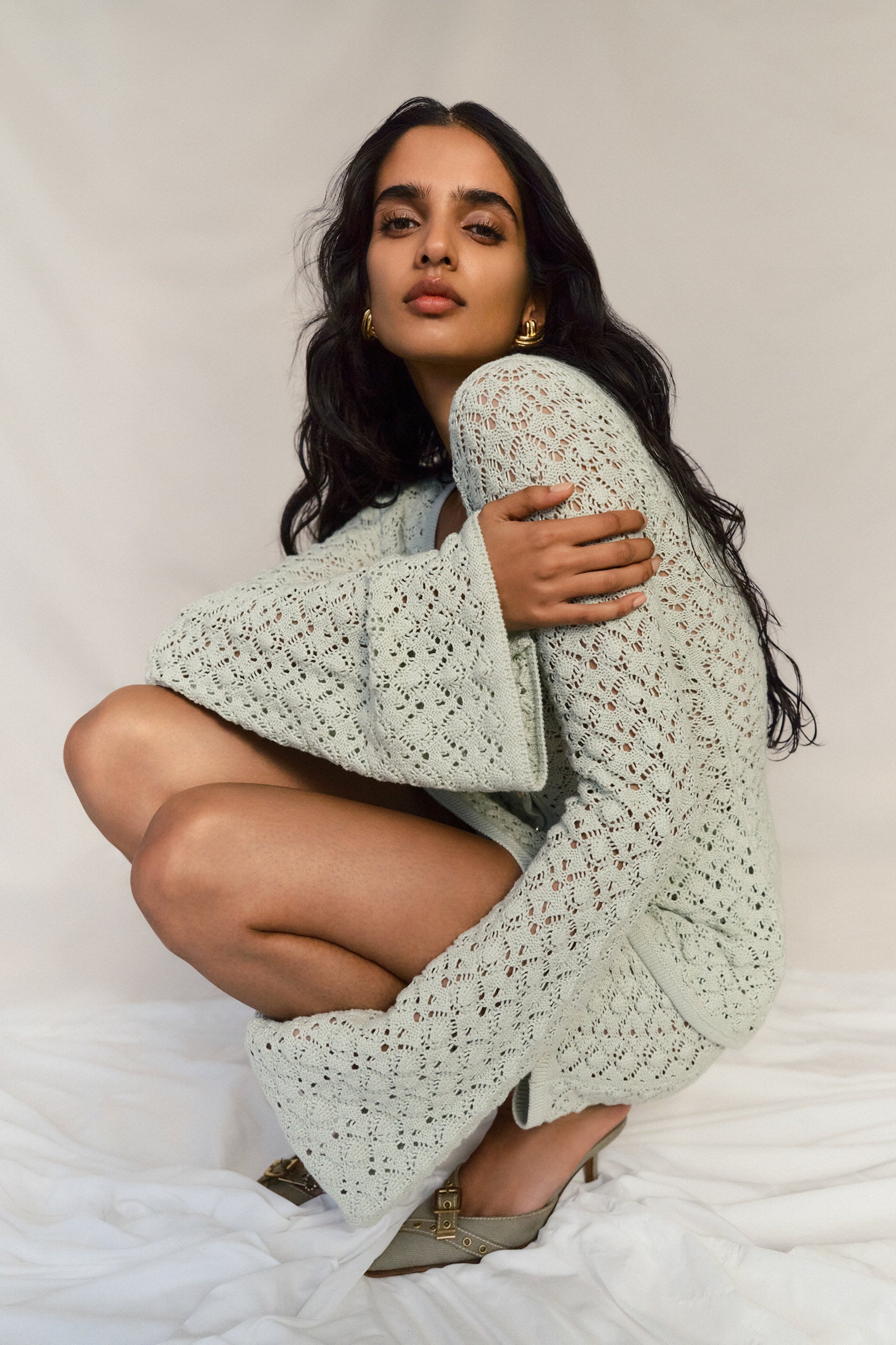 Murphy Long Sleeve Knit Shell Button Cardigan - Pastel Green #3