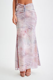 Ursula Ruched Maxi Skirt - Mermaid Shell Print