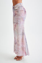 Ursula Ruched Maxi Skirt - Mermaid Shell Print