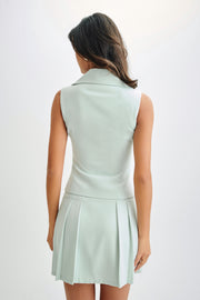 Berkley Suiting Waistcoat With Cowl - Pastel Green