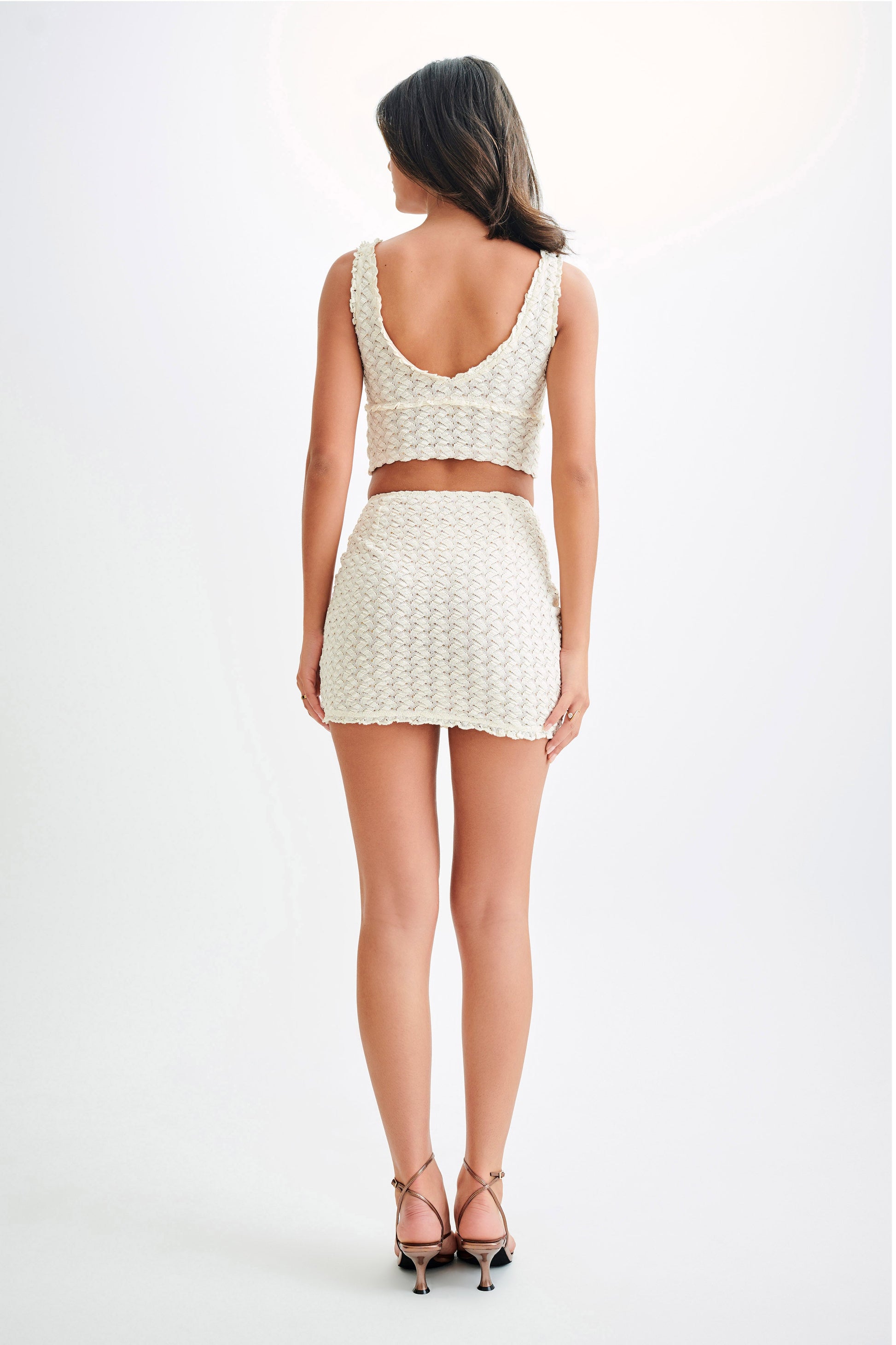 Morgan Mesh And Lace Mini Skirt - Ivory #6