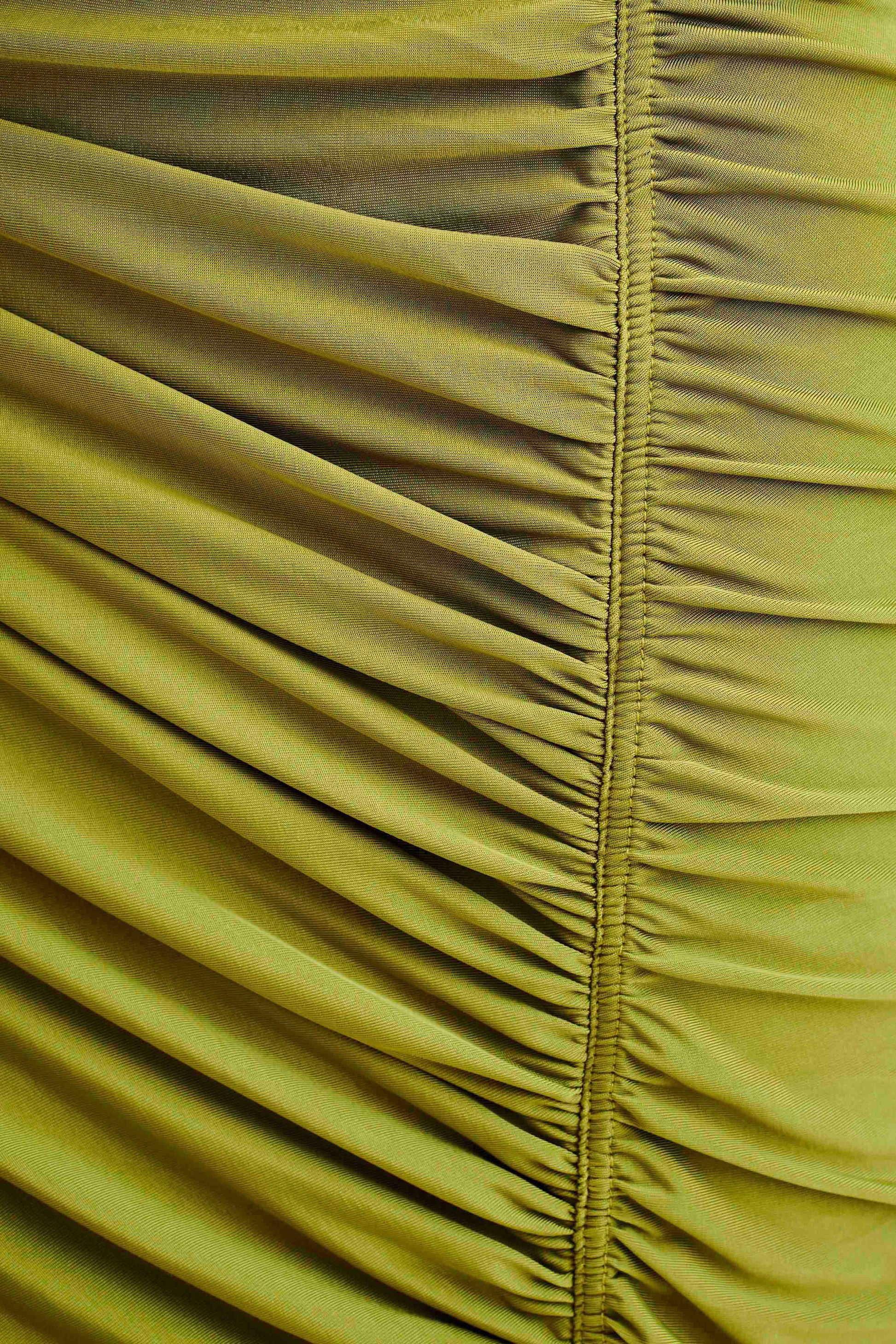 Capri Gathered Slinky Maxi Dress - Vintage Olive #7