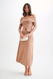 Diedre A-Line Knit Maxi Skirt - Pecan