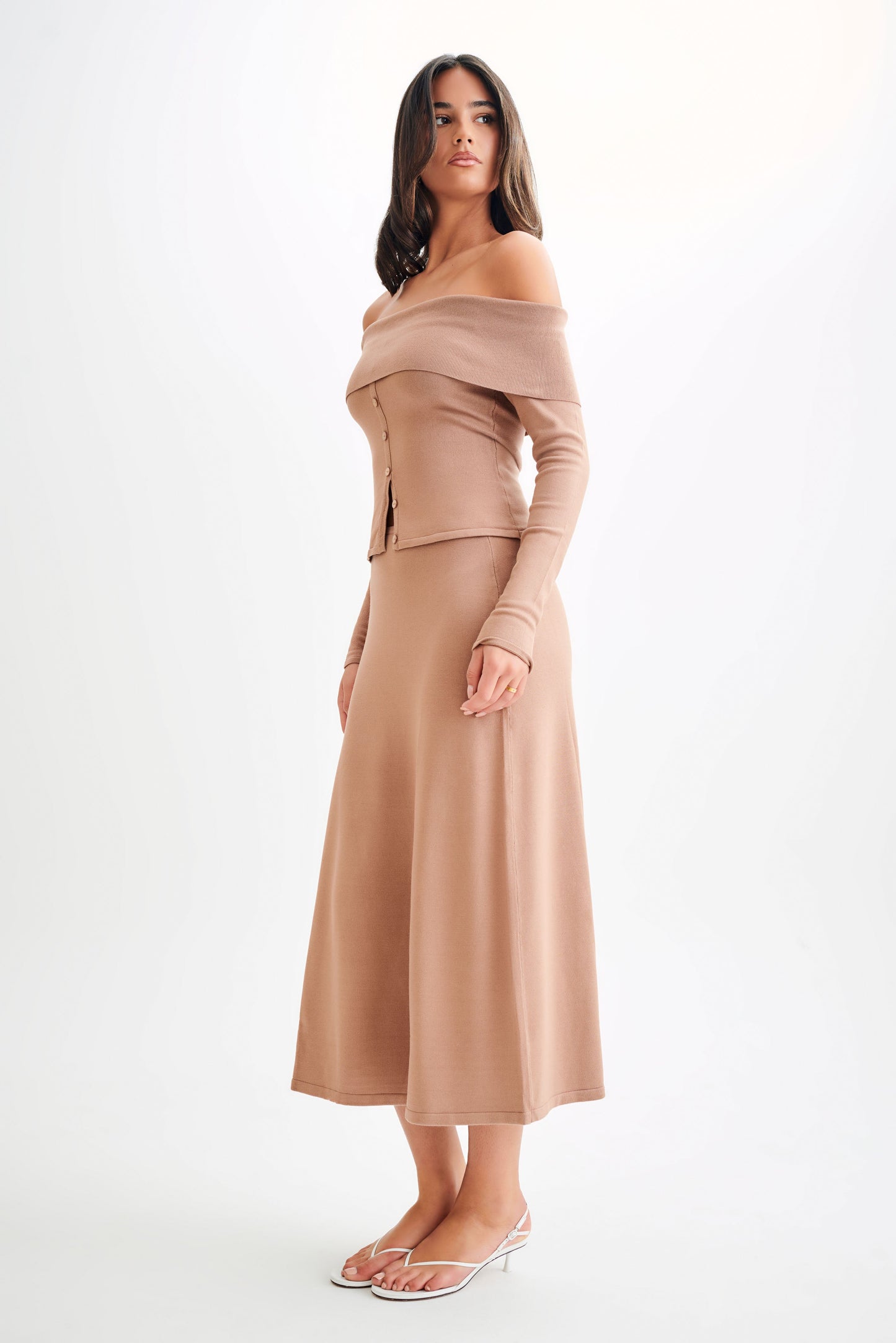 Diedre A-Line Knit Maxi Skirt - Pecan