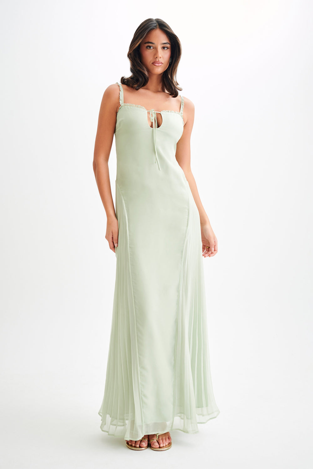 Saira Chiffon Maxi Dress - Pastel Green