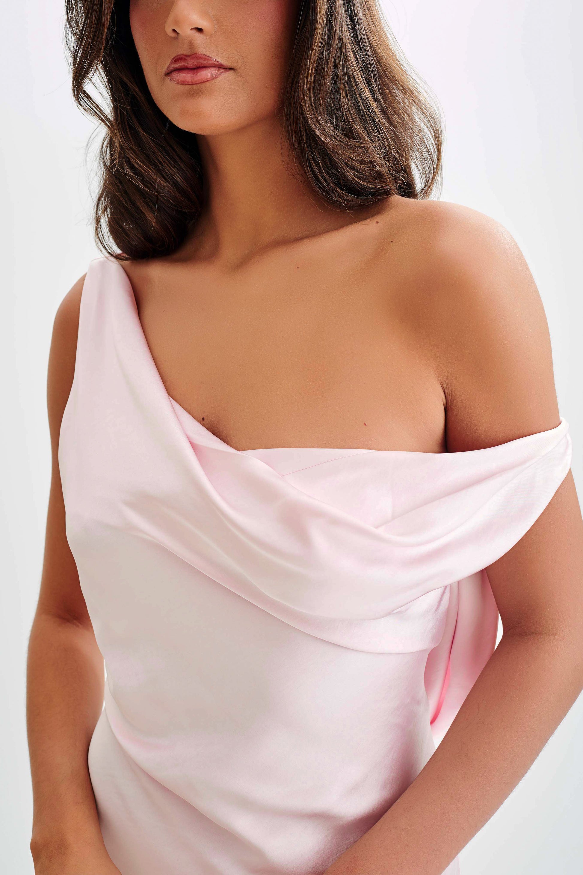 Yvette Slip Maxi Dress With Asymmetrical Hem - Pale Pink #4