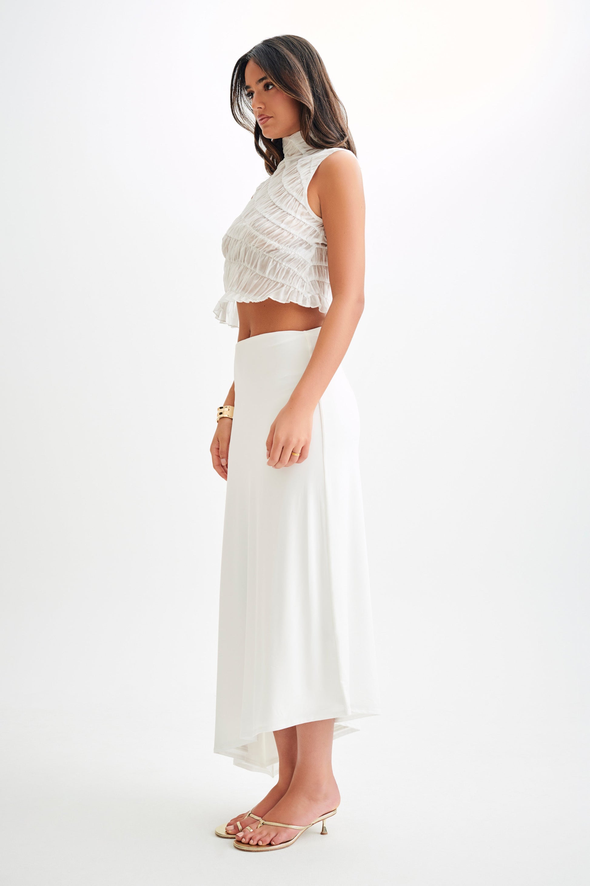 Adella Gathered Sleeveless Top - Ivory #4