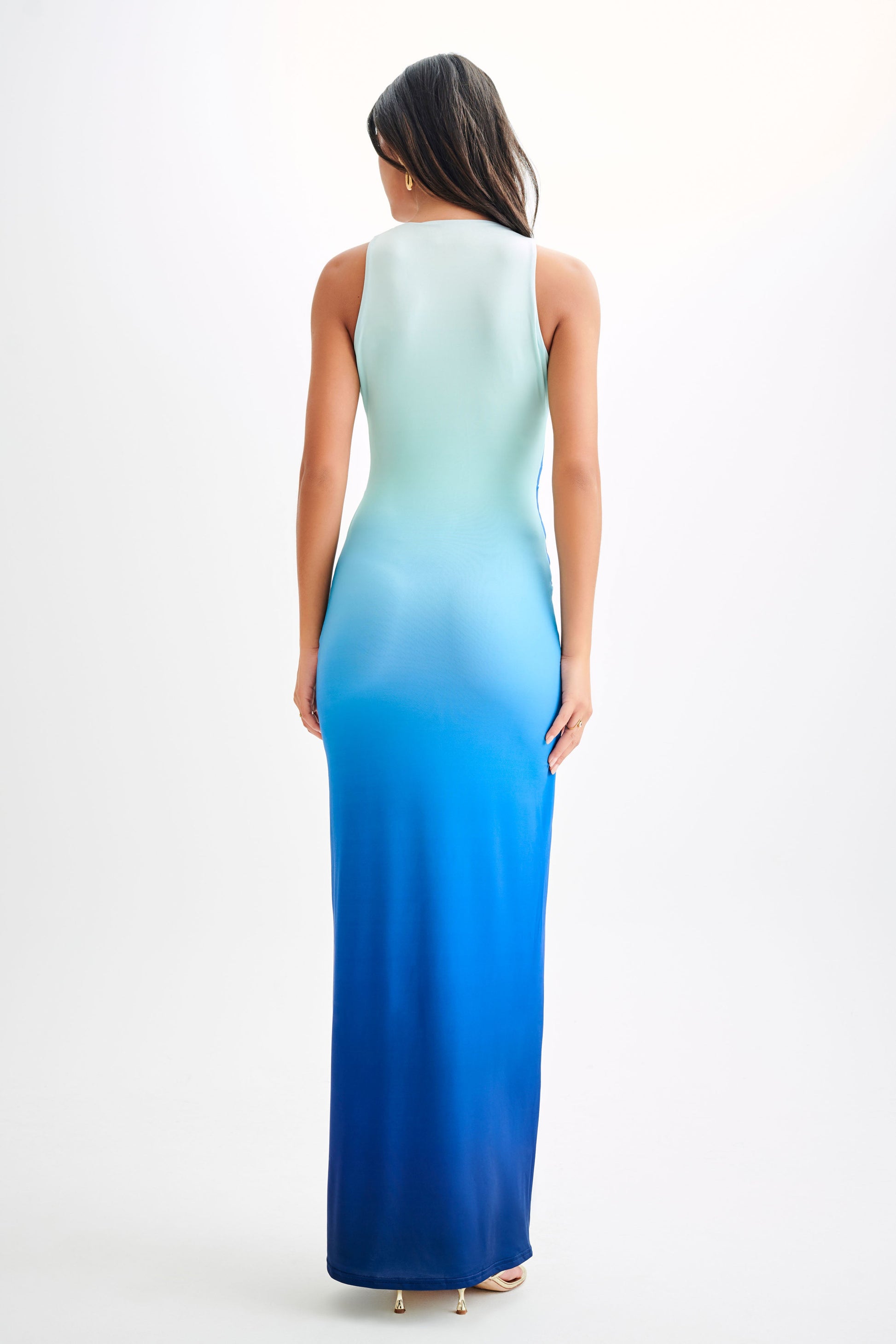 Stella Draped Slinky Maxi Dress - Ombre Blue #3