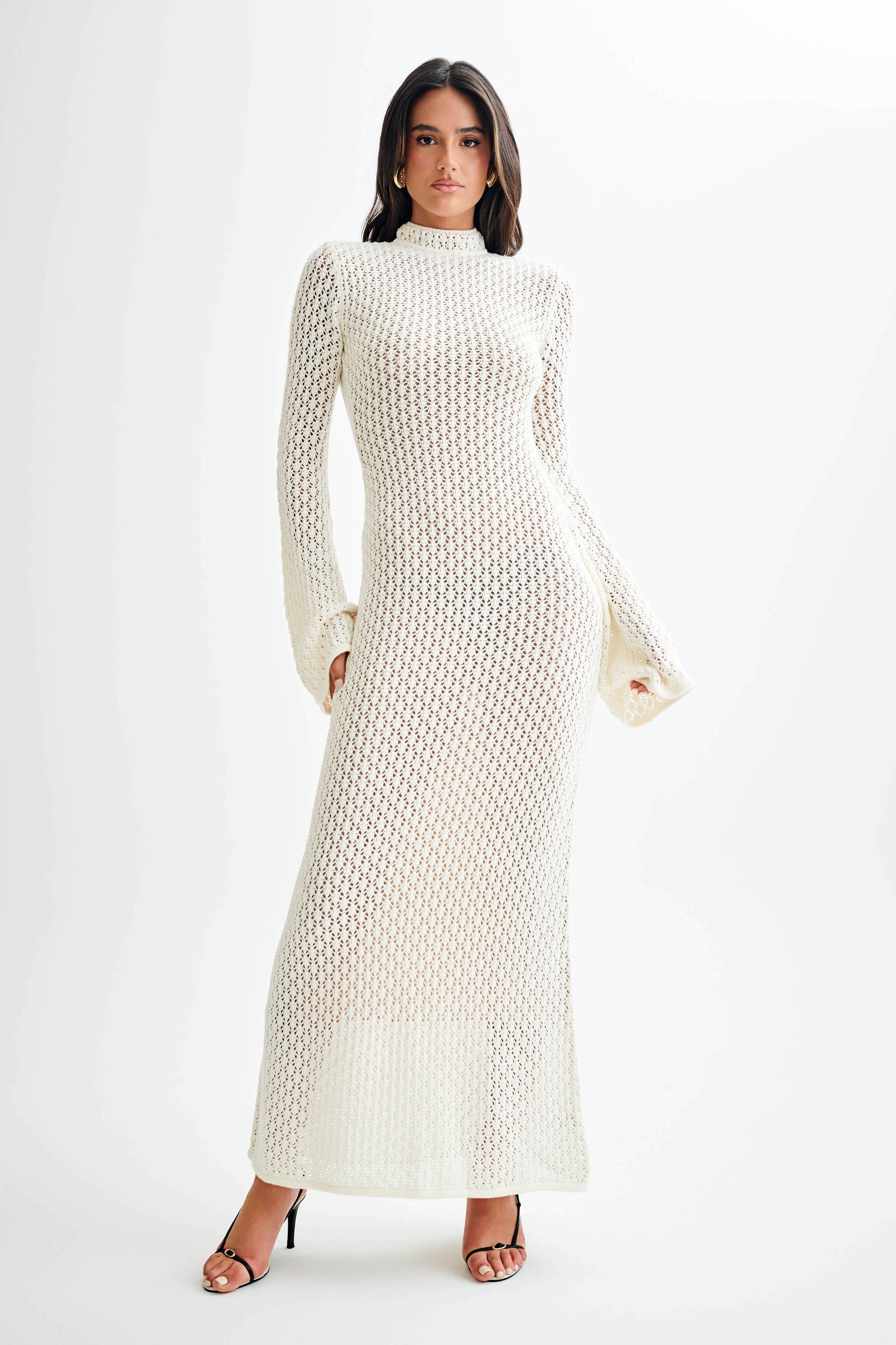 Julia Crochet Open Back Maxi Dress - White #9