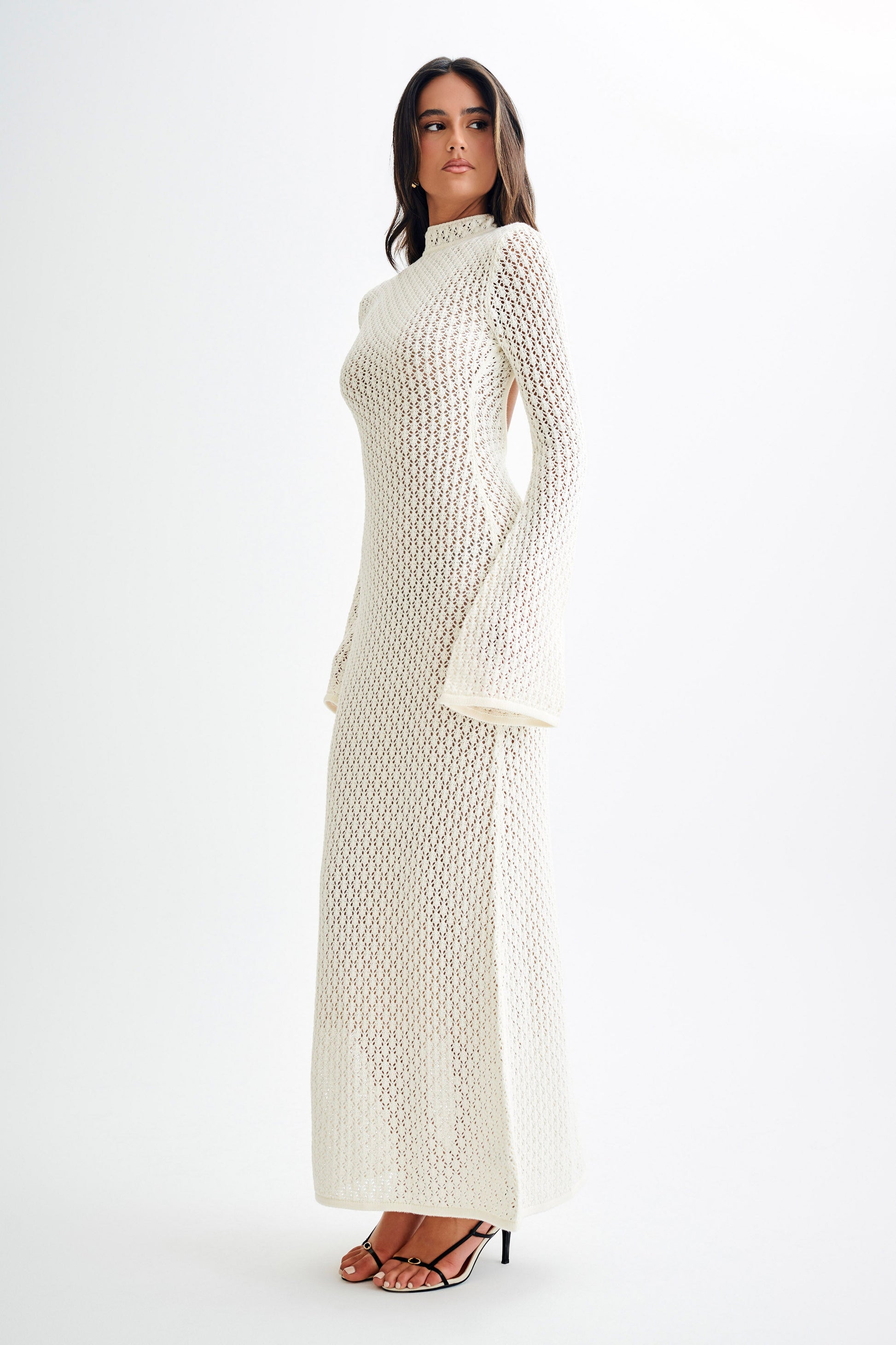 Julia Crochet Open Back Maxi Dress - White #8